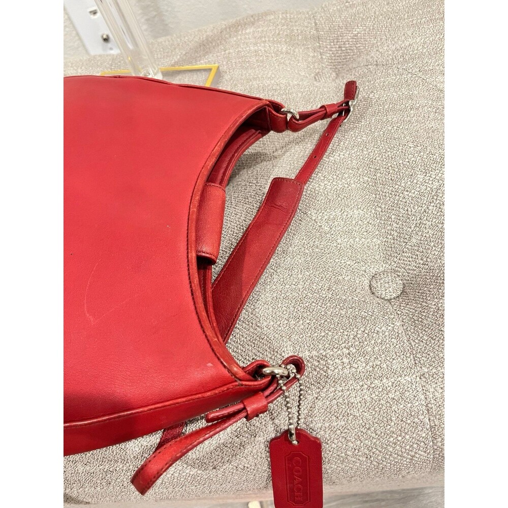 Coach Red Leather Shoulder Bag Purse - Picture 3 of 8